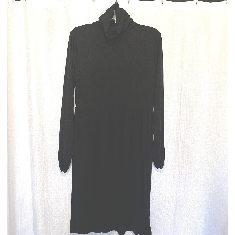 Maternity Black Knee Length Long Sleeve Dress Soft Stretch Rouching Womens Large